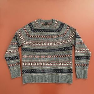 J. Crew 100% lambs wool fair isle sweater size medium